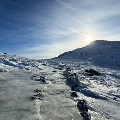 Trail leading to Mt Monroe from the Lakes of the Clouds hut.