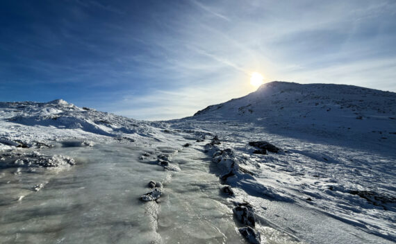 Trail leading to Mt Monroe from the Lakes of the Clouds hut.